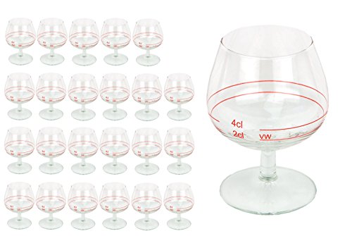 24er Set Cognacschwenker CASINO mit Rotring, 2 cl + 4cl, geeichtes Cognacglas für Genießer mit Füllstrich, Likörglas, Schnapsglas für edle Tropfen, hochglänzendes Markenglas, Spirituosenglas klar