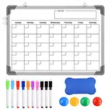 Pinsheng 40x30cm Whiteboard Magnetisch, Hängende Doppelseitige Whiteboards mit Alurahmen Whiteboard Monatsplaner Magnetisch mit 10 Whiteboard Stifte, 4 Magnete and 1 Whiteboard Schwamm