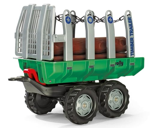 Rolly Toys rollyTimber Trailer (für Kinder von 3 - 10 Jahre, Zweiachsanhänger, Kippanhänger, mit Holzstämmen) 122158