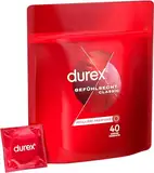 Durex Gefühlsecht Classic Kondome – Dünne Kondome mit anatomischer Easy-On-Form & mit Silikongleitgel befeuchtet – 40er Pack (1 x 40 Stück)