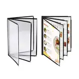 Tagtight A4 Menükartenhalter, 2 Pcs Speisekarte Ordner Menübuch, Transparent Menükarten Abdeckung A4 Format Menüplaner, Menühüllen Cover 4 Seiten 8 Aussicht Für Restaurant, Bar, Cafe, Weinkarte