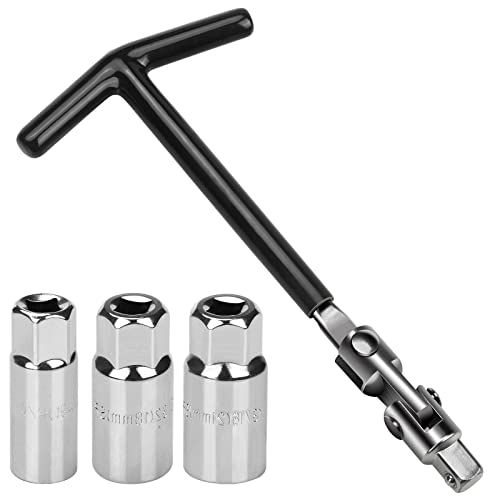 drado 4-teilig Universal Zündkerzenschlüssel, 16 mm/18 mm/21mm Zündkerzenschlüssel Set, T-Griff-Zündkerzen Steckschlüssel für Auto und Motorrad