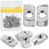 Caianwin Nutensteine Hammerkopfmutter 100 Stück T-Nut M3 Kohlenstoffstahl Vernickelt T-Slot Nutmuttern Hammermutter für Aluminiumprofil-Extrusionsschlitz 20-Serie hammerkopfschrauben