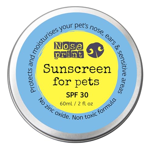 Noseprint LSF 15 oder LSF 30 Sonnenschutzbalsam für Haustiere 60 ml in Dose | Feuchtigkeitsspendender Sonnenschutz für Hunde und Katzen Ungiftige Formel Hundenasenbalsam Hundepfotenbalsam Sonnencreme