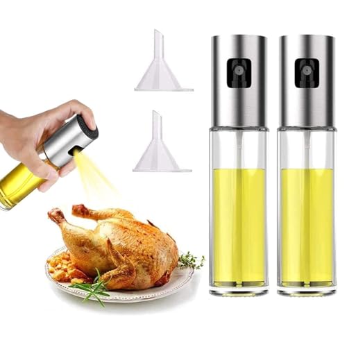ChioSun 2 Stück Öl Sprayer Flasche, 100ml Essig Sprayer Spender, Dressing Spray Grilling Olivenöl Glasflasche, für Küche Kochen Salat Brot Backen BBQ (2 Pcs)