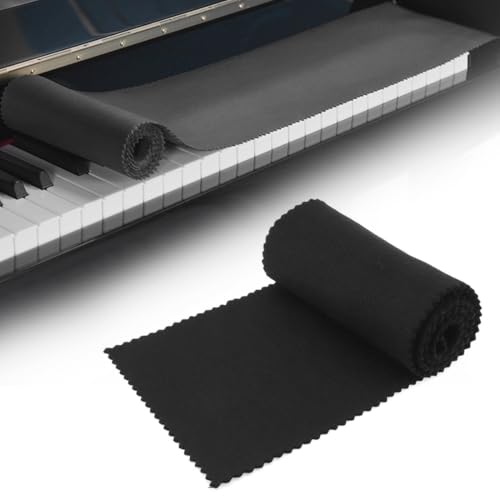 JRYXDS Staubschutz Für Klaviertastatur Reinigungstuch Anti-Dust Klavier Abdeckung Tuch Für 88 Tasten Klavier Elektronische Tastatur Gegen Staub (125 X 15 Cm Schwarz)
