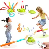 3 in 1 Outdoor Spielzeug für Kinder,Ringwurfspiel für Kinder/Seilspringmaschine Kind /Schaumraketen Launcher,Sport & Outdoor-Spielzeug mit Musik, 4 Geschwindigkeiten, Fernsteuerung für 3+ Jahre