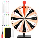 Diegimr 40cm Großes Glücksrad Set, Tisch Glücksrad mit 24 Fächern Tombola Glücksrad mit Ständer Roulette Rad für Karneval Messen Glücksrad-Spiele (Orange & Schwarz)