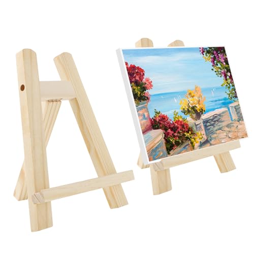 2 Stück Mini Staffelei (15 x 20 cm), Staffelei Klein, Mini Staffelei Holz Kleine Staffelei für Den Tisch, Tischstaffelei Holz Klein für Ausstellung von Malerei, Zeichnung, Bilderrahmen