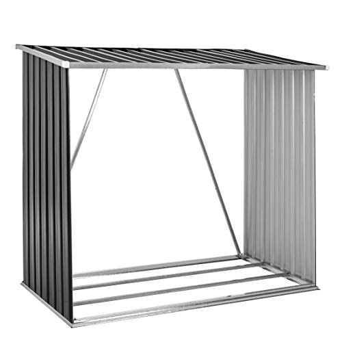 ESTEXO Brennholzunterstand Brennholz Holz Regal Lager Kaminholz Unterstand Metall Holzlager Brennholzlager Anthrazit