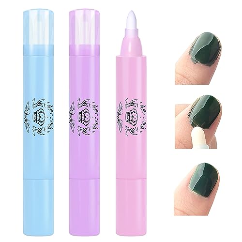 3x Pack Nagellack Entfernung Stifte mit Baumwollköpfen, Nail Art Maniküre Korrekturstifte, Nagellack Korrekturstift mit 9 Austauschbaren Ersatzspitzen, Nagellackentferner Stifte (Lila+Blau+Rosa)