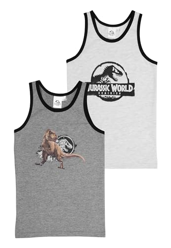 United Labels Jurassic World Unterhemd für Jungen Kinder Tank Top Hemdchen Unterwäsche Grau (2er Pack) (DE/NL/SE/PL, Numerisch, 122, 128, Regular, Grau)