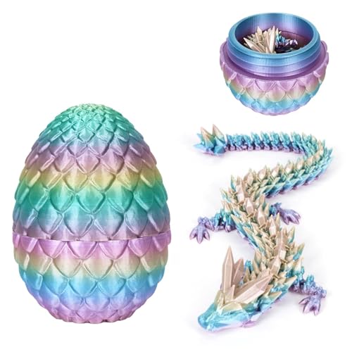 Eymobad 3D Gedrucktes Drachenei, geheimnisvolles Kristall-Drachenei,Geheimnisvolle Drachen Spielzeug Realistische,für Easter Weihnachtstag Schreibtisch Dekoration (Farbig)