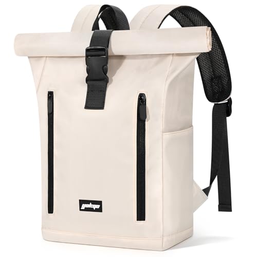 YOKGO Rucksack Damen & Herren, Rolltop Rucksack Wasserfest LaptopRucksack Schulrucksack mit 15,6" Laptopfach, Freizeitrucksack Backpack Daypack für Uni Schule Business Arbeit City Freizeit Reise