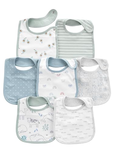 Simple Joys by Carter's Unisex Baby 7-Pack Teething Bibs 7 x Lätzchen zum Beißen, Avocados/Tiermuster/Regenbogen, Einheitsgröße (7er Pack)