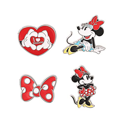 Disney Minnie Mouse GH00091L.PH Anstecknadel-Set, mehrfarbig, Emaille, 4-teilig, Messing