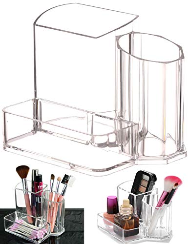 Make-up Veranstalter Pinselhalter 3 Abschnitte Acryl Kosmetik Aufbewahrungskoffer Ständer Größe Klarer Make-up Organizer Mehrzweck Augenbrauenstiftbehälter für Schmuck Büromaterial Zahnbürsten Tupfer