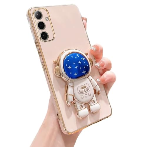 Miagon Blau Galaxie Astronaut Ständer Hülle für Samsung Galaxy S23 FE,Cute Mädchen Dünn Galvanisierte Schutzhülle Weiches Case Bumper mit Astronaut Halter Kickständer