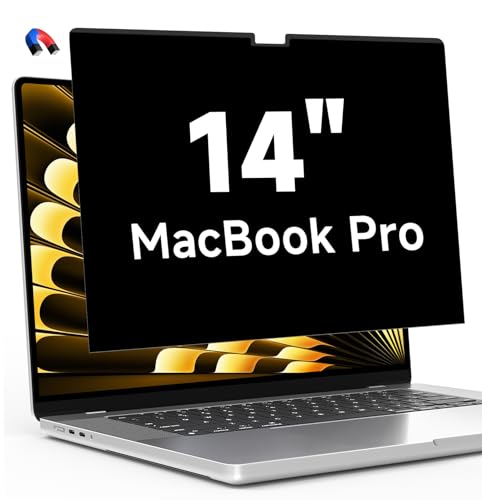 LUSA DESIGN 360° Magnetischer Blickschutzfolie für MacBook Pro 14 Zoll (2024-2021, M4/M3/M2/M1), Anti Glare Blaulicht 14.2" Sichtschutzfolie, Abnehmbar 4-Wege Blickschutzfilter Mac Privacy Screen