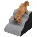 The Fellie Hundetreppe für kleine Hunde, Haustiertreppe 35 cm hoch aus Schwamm, wasserdichte Leiter 3 Stufen für Hunde Katzen, rutschfeste Katzentreppe mit Abnehmbarem Waschbarem Bezug für Bett, Sofa