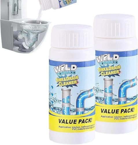 Vollstern Abflussreiniger, Vollstern Rohrreiniger,Fast Foam Toilet Cleaner Rohrreinigungsmittel Schaumreiniger, Hochwirksamer Rohrreiniger mit Aktivschaum für Bad, Küche, Toilette und Balkon (2PC)