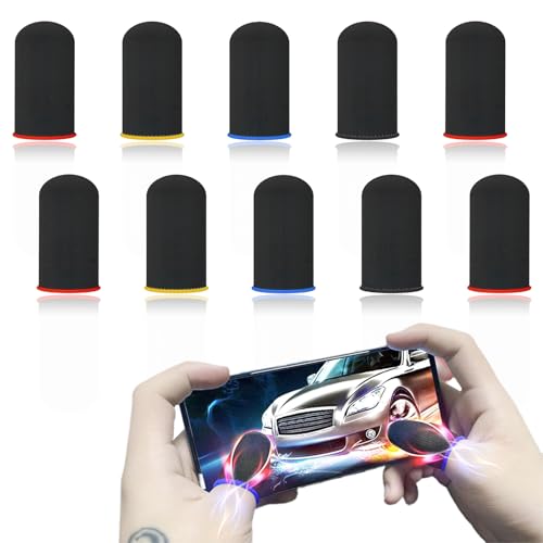 10 Stück Gaming Finger Sleeves,Mobile Gaming Finger Sleeve,Thumb Sleeve for Gaming,Atmungsaktiv Anti-Schweiß Finger Handschuhe,Gaming Zubehör Fingerlinge,für Jedes Spiel und Mobilgerät Touchscreen