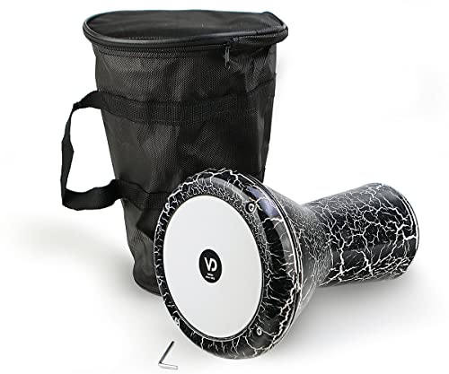 VD Vatan Kinder Darbuka Trommel Percussion Aluguß gerissener Lack Effeckt Schwarz/Weiß 2040-S-B 30 cm.