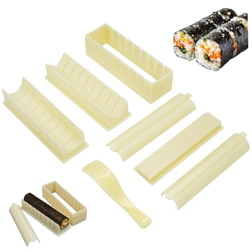 Yaoliucp Sushi -Making -Kit, quadratische, runde und herzförmige Sushi -Form mit Löffel und sogar Schlitz für den einfachen Schneiden von Plastikhersteller für Haushalt, Werbespot