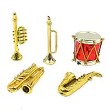 CENPEK 5 Stück Miniatur Musikinstrument Trommeln Saxophone Trompeten Medium für 1:12 Puppenhaus Deko