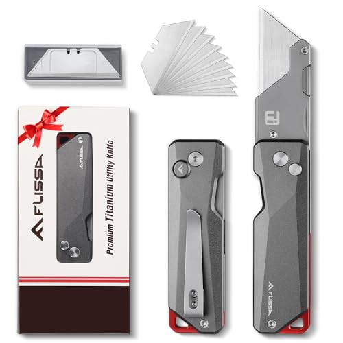 FLISSA Klappmesser Teppichmesser, Titan CNC-gefrästes Universalmesser, Cuttermesser mit Schnellwechselklinge, Ideale Geschenke für Männer und Frauen, mit extra 10 Klingen