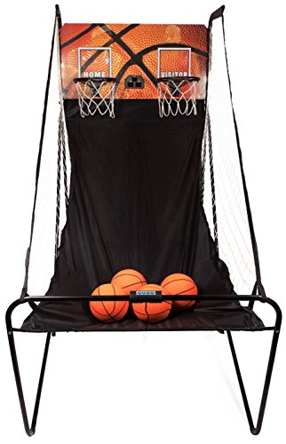 SportPlus Basketballautomat, inkl. 4 kleine Basketbälle & Pumpe, Punktezähler, elektronisch, 8 Spieleinstellungen, Basketball Automat Arcade Automat für Indoor/Outdoor