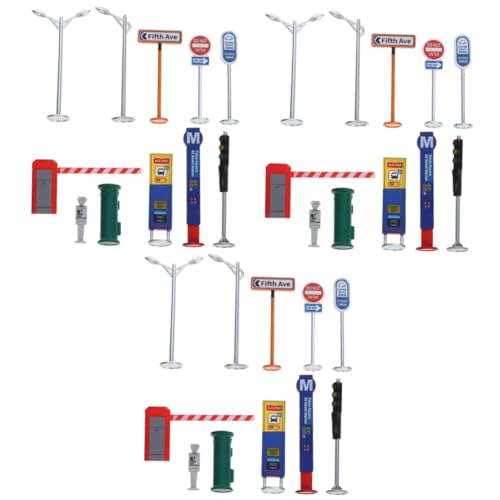 VICASKY 3 Sets Miniatur Transporteinrichtungen Verkehrsschilder Spielzeug Verkehrsschilder Modelle Für Kinder Verkehrsschilder Ampelmodelle Verkehrsschilder Requisite