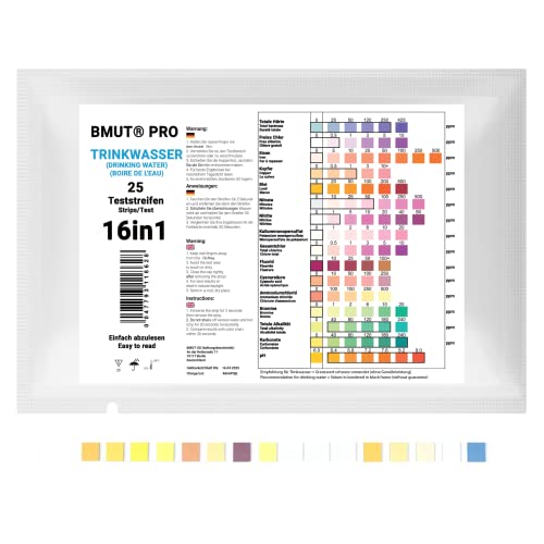 25x 16in1 Trinkwasser Teststreifen - Wassertester- für Leitungswasser Wasserqualität Analyse Gesamthärte Blei Kupfer Nitrat