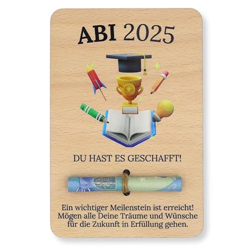 ZUKLA Verpackung für Geldgeschenke Abitur 15 x 10 cm - Geschenk zum Abitur 2025 - Geldgeschenk Verpackung Holz - Geschenke zum bestandenen Abitur - Handmade