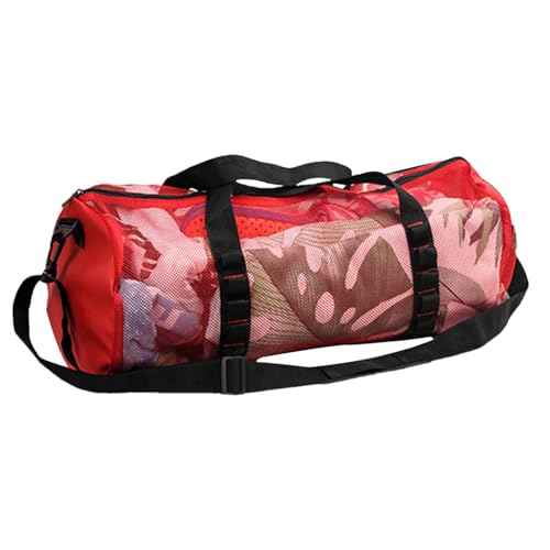 Surf und Schwimmtasche aus Netzgewebe, Tauchtasche aus Nylonnetz, Zylindrische Strandtasche, Faltbarer Reiserucksack aus Netzgewebe, Tauchausrüstungspaket, 58x27cm Sportballtasche,Trainingsnetztaschen