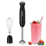 Bonsenkitchen 3 in 1 Elektrischer Stabmixer, 1000W Pürierstab Mit Messbecher und Schneebesen Stufenlose Geschwindigkeitsregelung für Milchshake, Püree, Sauce, HB3202 (Schwarz)