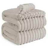 BEDSURE kuscheldecke 220x240 - Tagesdecke, Wolldecke & Fleecedecke, Sofadecke, Weiche Warme Grobe Korddecke für Zimmer Deko, Wohn- & Kuscheldecken, XXL Große Decke, Beige, 220 x 240 cm