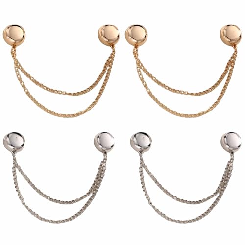 lomdung 4 Stück Multifunktionale Magnetische Kleidungsklammern, Magnetische Knopfklammern, Kleidungsclips mit Kette, Hijab Magnet Pins, für Kleidung, Strickjacken, Manschettensäume