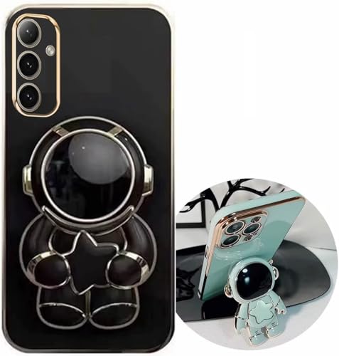 Miagon Süß Stern Astronaut Ständer Hülle für Samsung Galaxy A15 5G,Cute Mädchen Dünn Galvanisierte Schutzhülle Weiches Case Bumper mit Astronaut Halter Kickständer