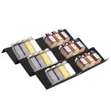 Gewürzregal für Schubladen Gewürz Schubladeneinsatz, Schubladen Ordnungssystem von 23cm bis 46cm ausziehbar,Organizer für Küche Spice Rack Schublade für Gewürze Aufbewahrung,3 Etagen,6er Set, Schwarz