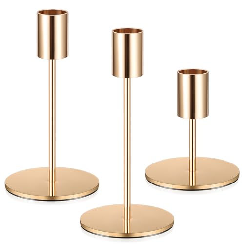 Kerzenständer, Kerzenhalter Stabkerzenhalter Kerzenständer Stabkerzen, Vintage Kerzen Ständer für Abendessen Hochzeit Haus Tischdeko Kamindekoration Kerzenschein, (Gold-3)