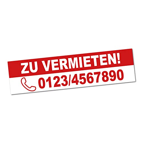 Finest Folia Personalisierbarer Werbesticker Aufkleber Sticker für Wohnungen Garagen Autos Boote Häuser Folie selbstklebend wetterfest (Zu vermieten)