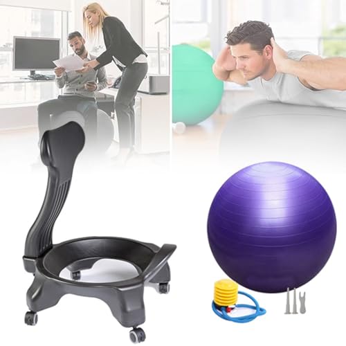 FBJAMZ Gymnastikballstuhl, multifunktionaler Schwangerschafts-Yoga-Ballstuhl, tragbarer Übungs-Balance-Ballstuhl, geeignet für Zuhause, Fitnessstudio (Purple)