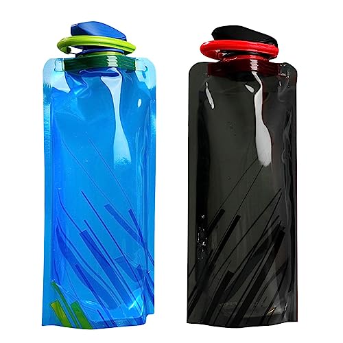 MUNSKT 2 Stück 700ML Faltbare Wasserflaschen, Flexible zusammenklappbare Wiederverwendbare für Wandern, Reisen, Abenteuer