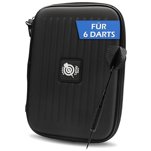 Darttasche Premium I Optimaler halt für 6 Steeldarts oder Softdarts I Dart Tasche zum Schutz Ihrer Dartpfeile I Hard-Case Dart Wallet mit vielen Taschen für Flights, Spitzen und weiterem Darts Zubehör