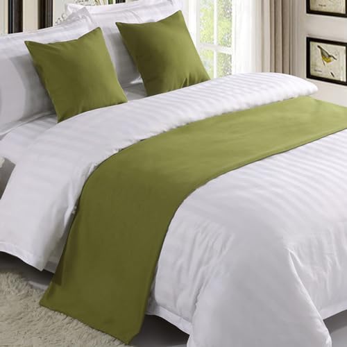 QRGMKL Premium-Bettläufer für das Fußende des Bettes, einfarbiger Bettschal Baumwolle Bettwäsche Tagesdecke Heimdekoration Hotel Schlafzimmer Bettwäscheschutz-Grass Green||240X50cm for 1.8m Bed