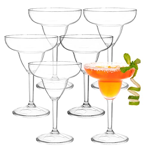 Suwimut 6 Stück unzerbrechlich Stielgläser, 10oz/280ml Kunststoffgläser bruchsicher Trinkbecher für Rot-oder Weißwein, Cocktail, Martini, Brandy, große Urlaub Hochzeit Geschenk