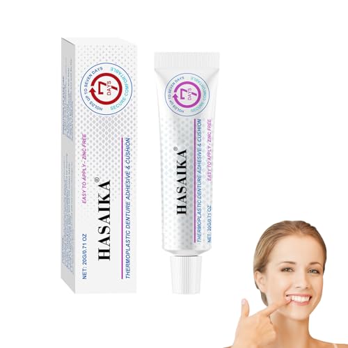 HASAIKA® Thermoplastischer Zahnprothesenkleber, Thermoplastischer Kleber Für Zahnprothesen, Geeignet für Voll und Teilprothesen, langlebig und sicher befestigt (28 g)