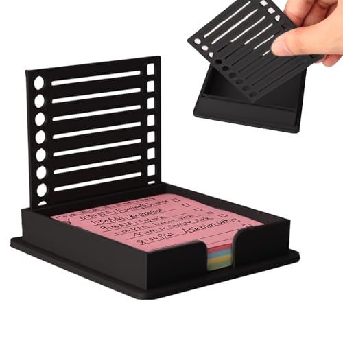 2025 Verbesserter Haftnotiz-Organizer, integriertes Lineal und Schablonen-Vorlagen, Universal-Halter für 7,6 x 7,6 cm Post-Its – kompakter Schreibtischspender für Büro, Zuhause, Schule (Schwarz, 1