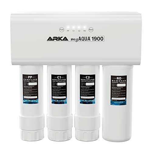 ARKA myAQUA 1900 Umkehrosmoseanlage 1900 L/Tag - Wasserfilter & Enthärtungsanlage, entfernt bis zu 99% Salze, Schadstoffe & Bakterien - Für Aquarien & Haushalt